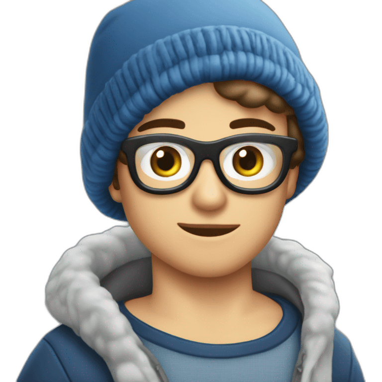 Tobey mcguire yeux bleu, lunette, chemise,  bonnet de Noël emoji