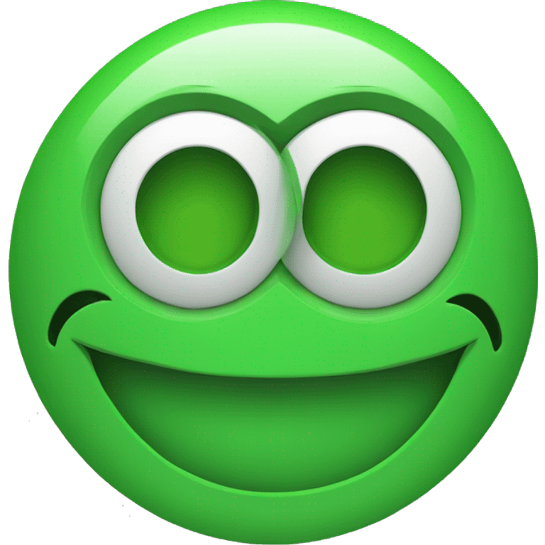 smiley image with green face, with two green gear-shaped wheels as eyes and a green curved smile emoji