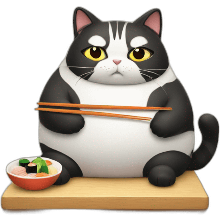 A fat cat making sushi emoji