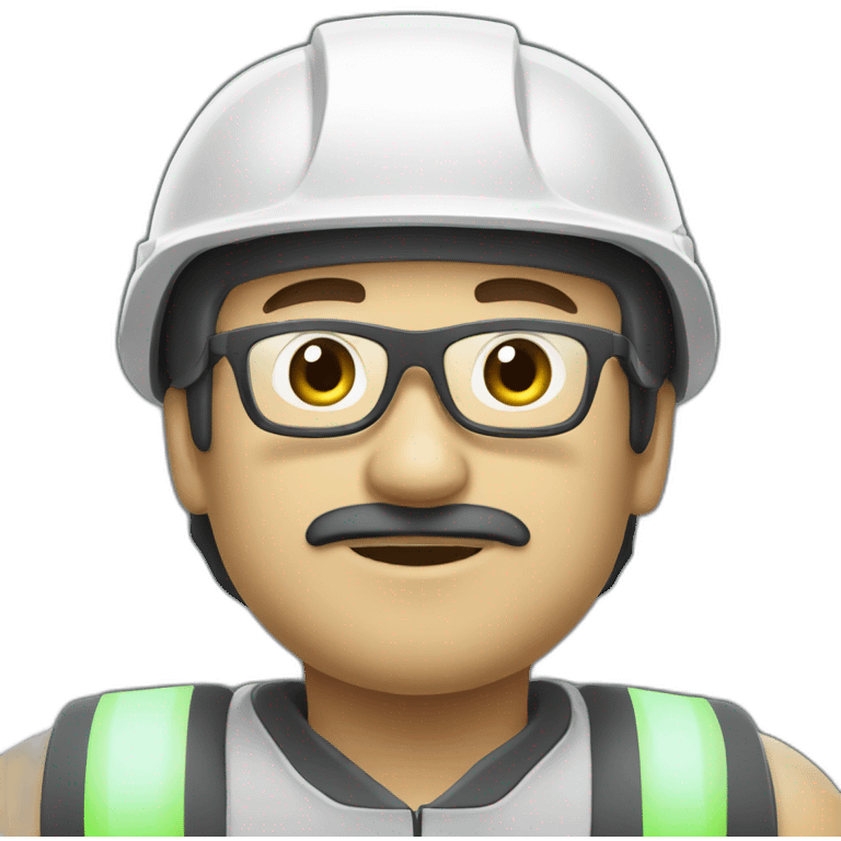 Turkish electrical engineer with white helmet and phosphorescent protection vest emoji