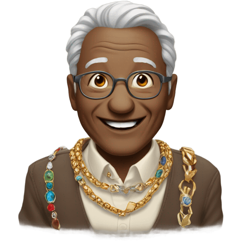 smiling old man with jewelry emoji