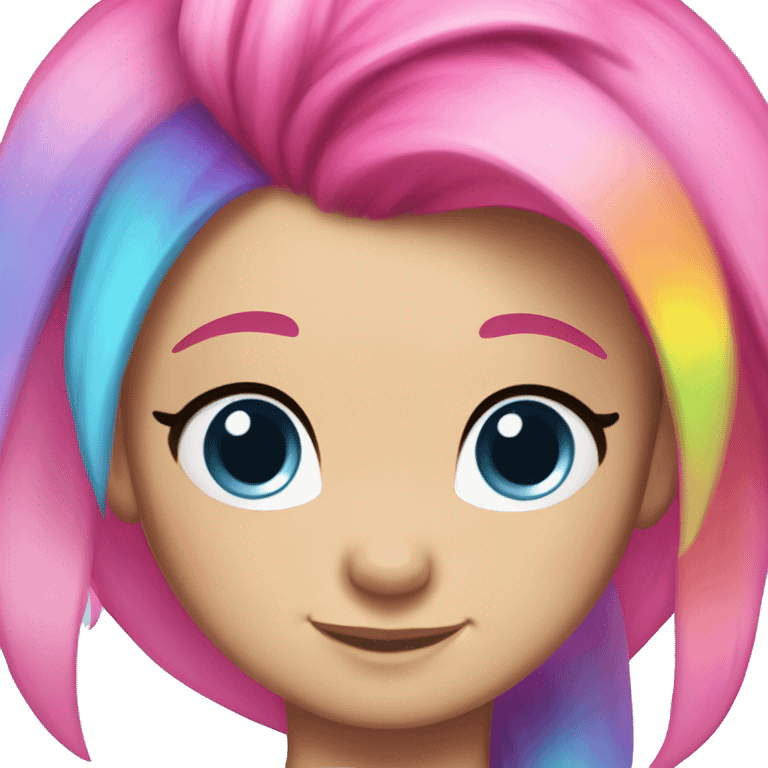 my little pony, rainbow hair, pink base, blue eyes emoji