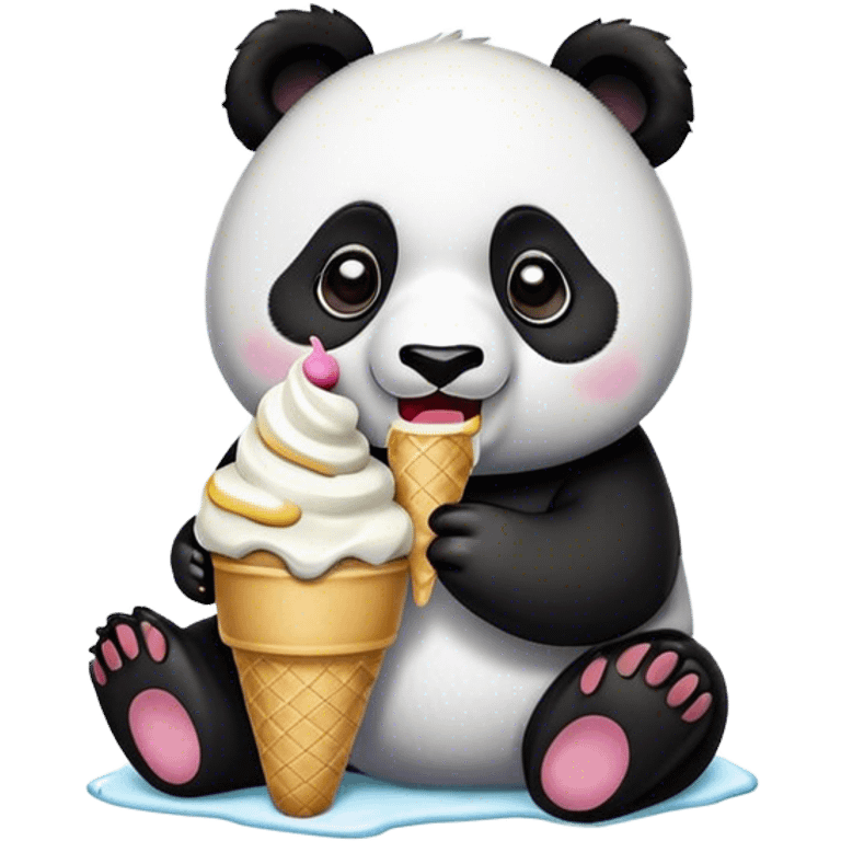 Panda eating ice cream emoji