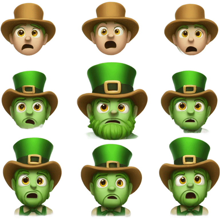 A scared leprechaun  emoji