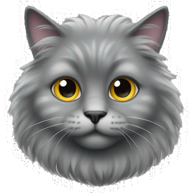 grey fluffy cat full body emoji