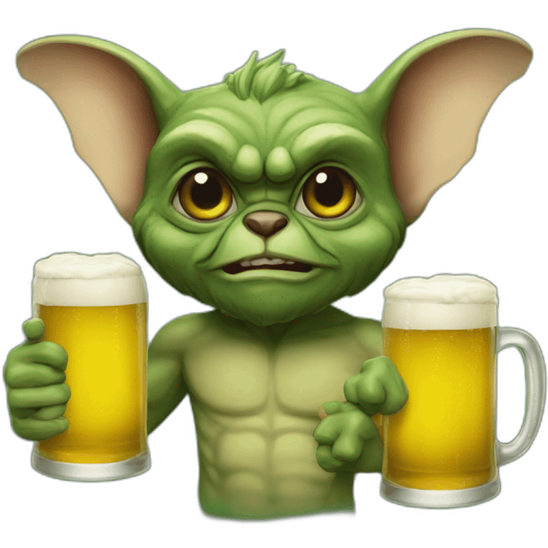 Irish Gremlin drinking beer emoji