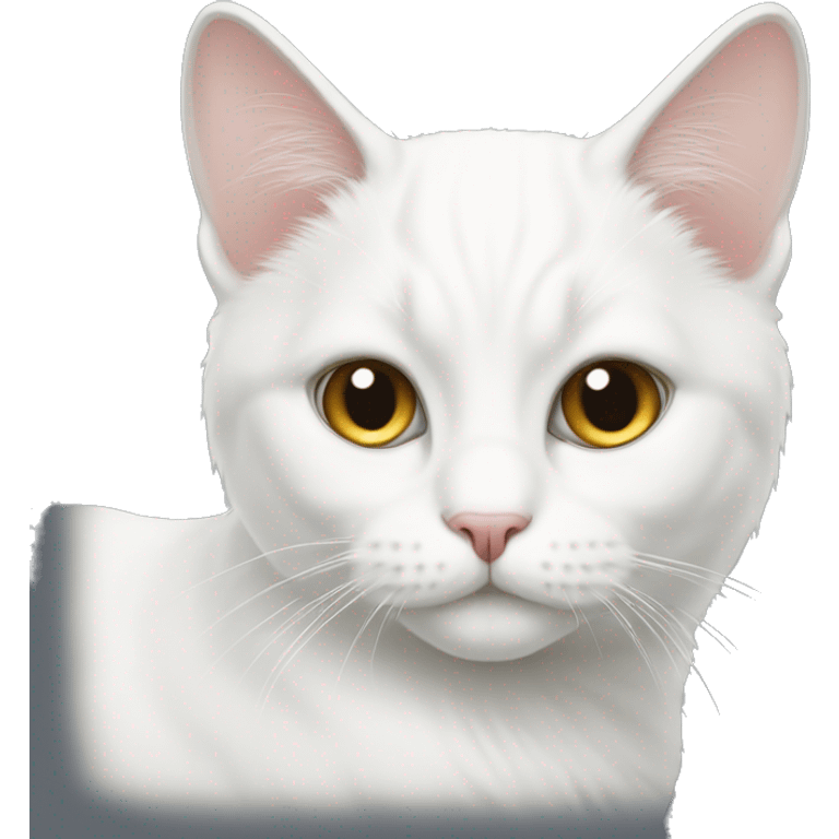 White cat with heterohromia emoji