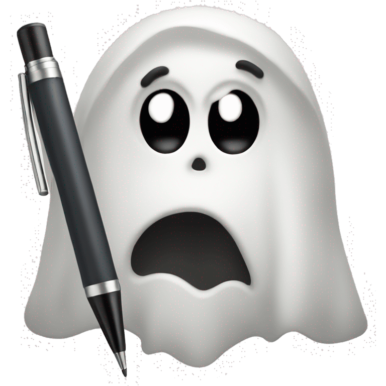 ghost writing with large pen emoji