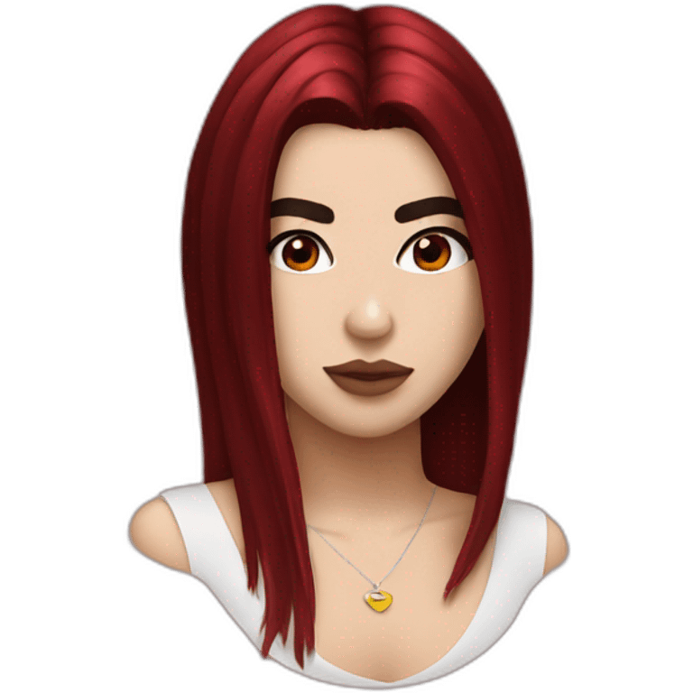 Dua Lipa with dark red hair emoji