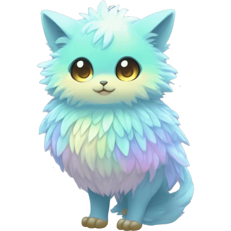 Shiny Innocent Shy Cool Sparkly Colorful Pastel Fluffy beautiful fantasy Kawaii Ethereal Sona Fakemon-animal Full Body emoji