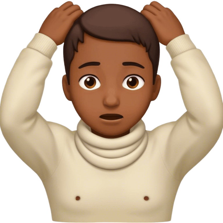 A person with their hands around their neck in a strangling motion emoji