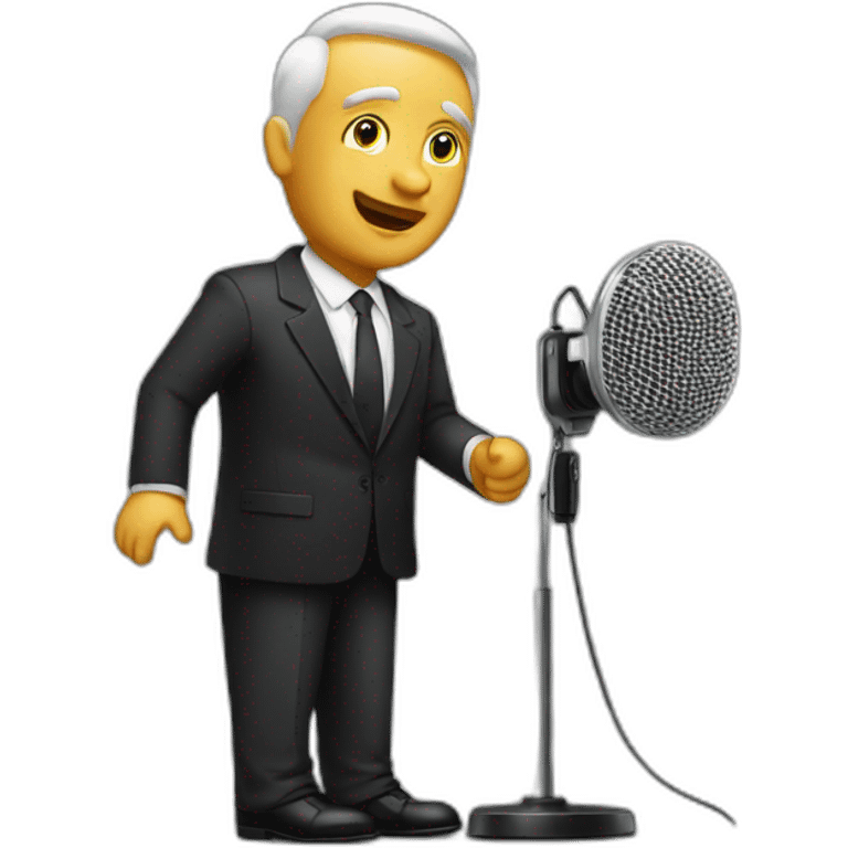 rich man speaking to microphone emoji