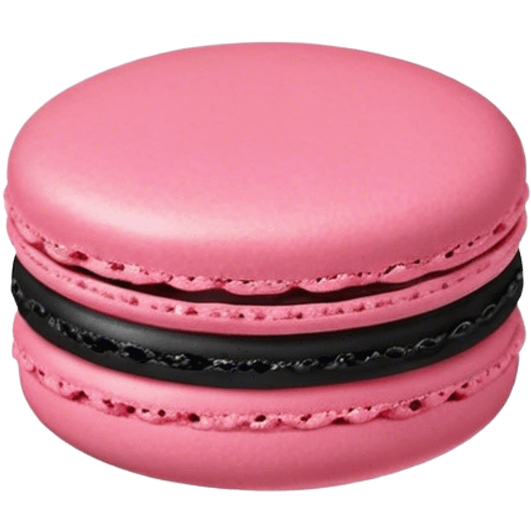 a black and pink macaron emoji