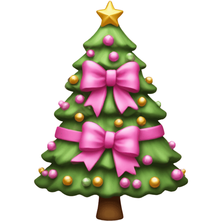 pink christmas tree with bows emoji