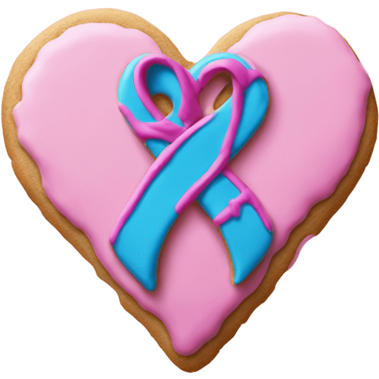 Heart cookie, suicide awareness ribbon emoji