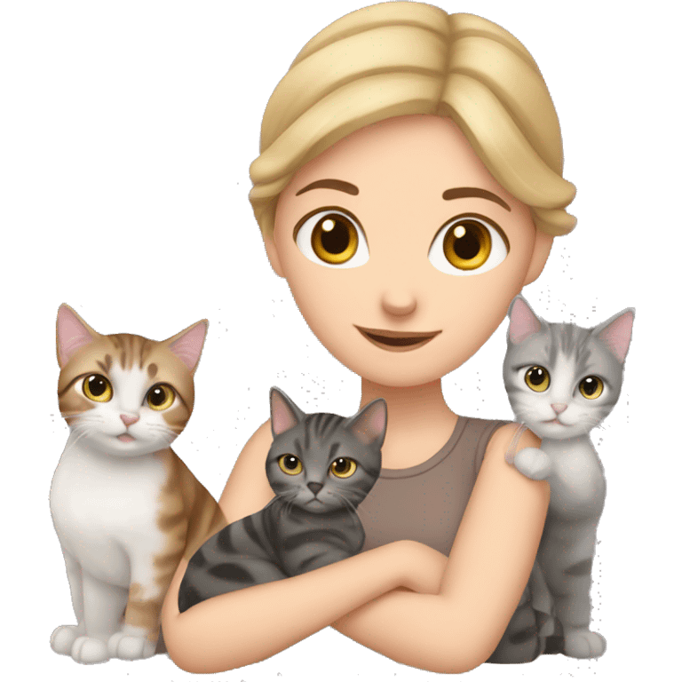 White Girl with 2 cats emoji