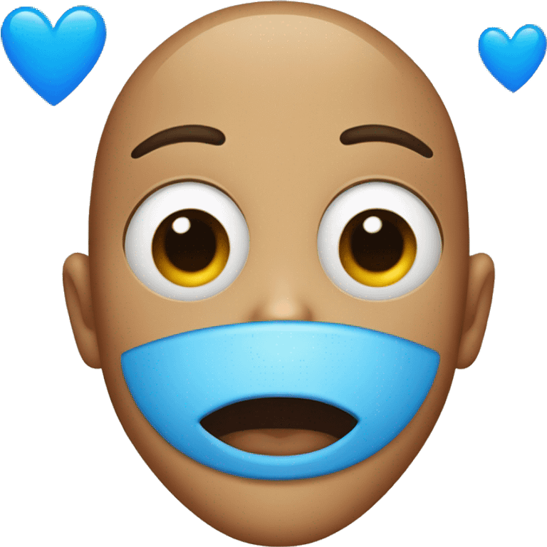 Face with blue heart emoji for eyes emoji