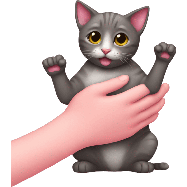 cat with pink boy and hands  emoji