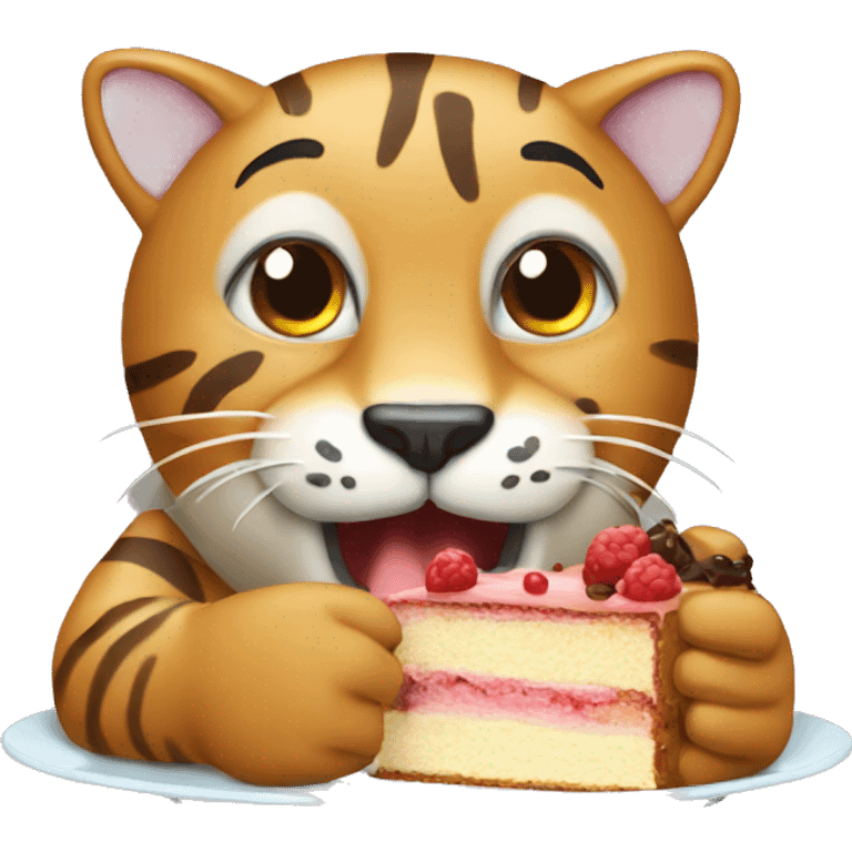 Big cat eating cake emoji