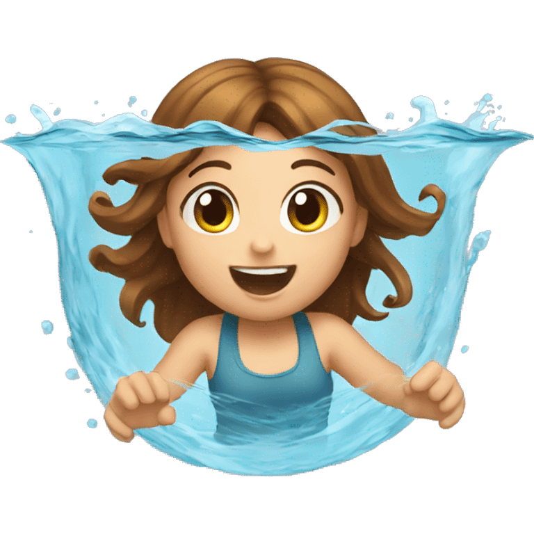 girl fish with brown hair jumping out of water emoji