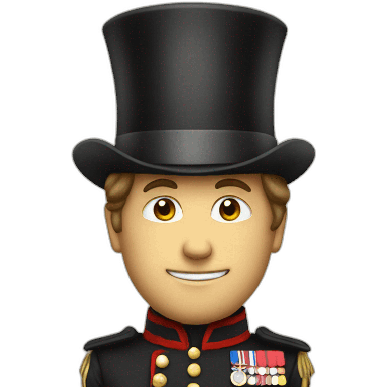 british man with a cup and hes actually with a tophat and a army outfit  emoji