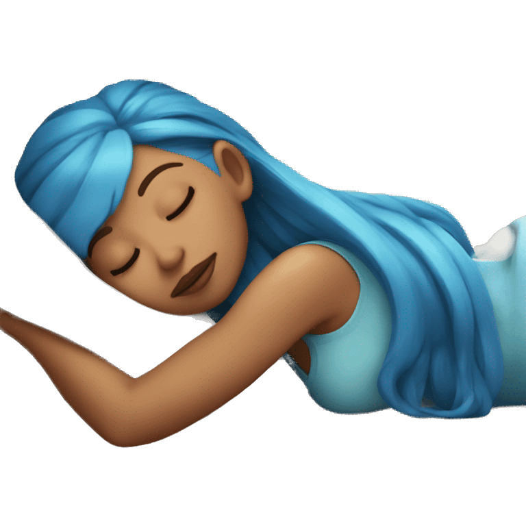 Ariana sleeping with blue hair emoji