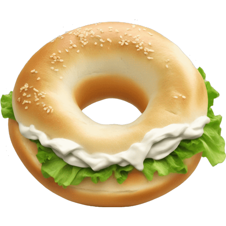 bagel with cream cheese meat lettuce cheese  emoji