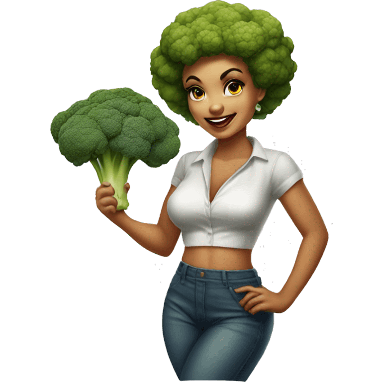 pin up broccoli female emoji