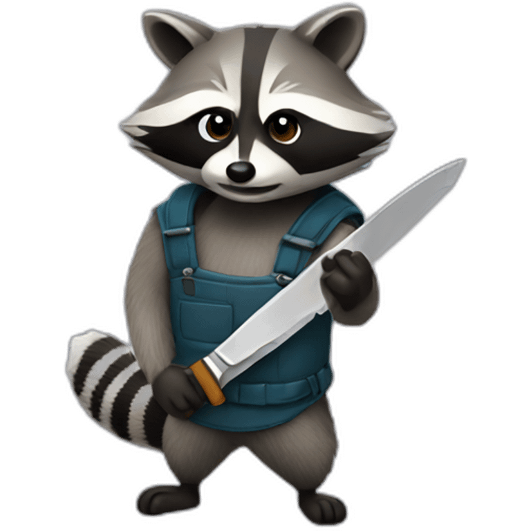 a raccoon holding a knife emoji