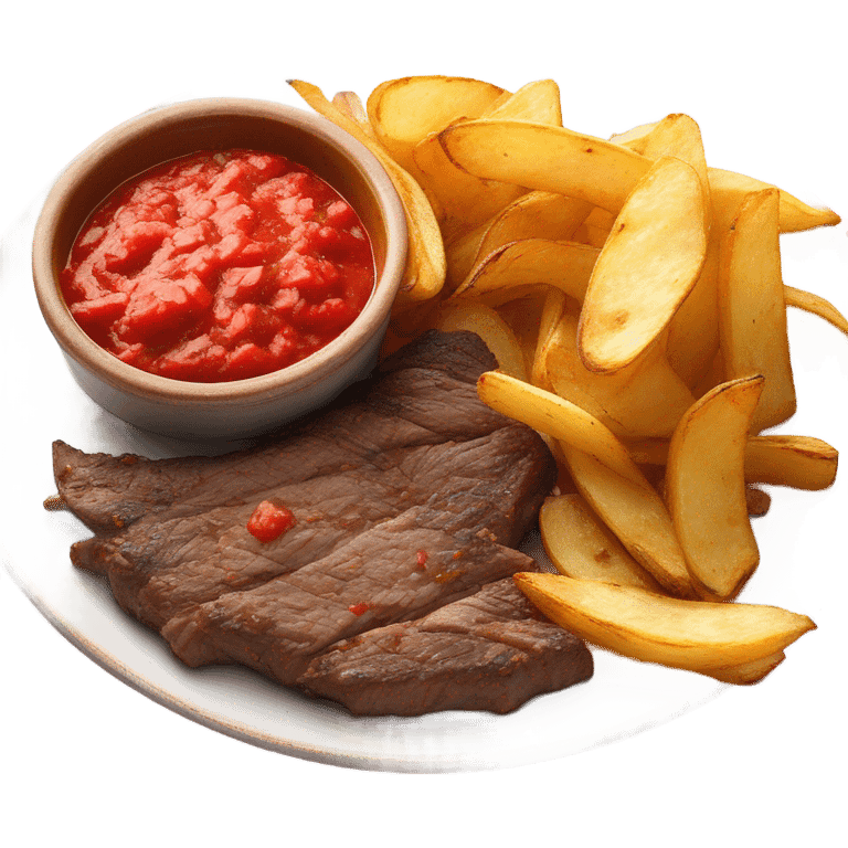 Bistec con papas en salsa roja emoji