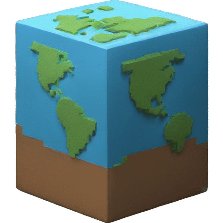 Cube earth made of voxels emoji