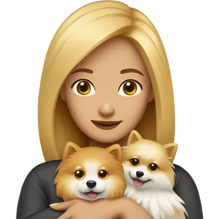 Honey blonde woman hugging pomeranian  emoji