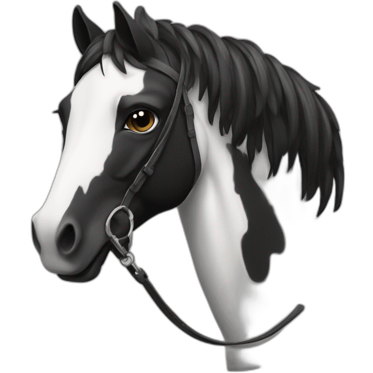 Cheval noir et blanc emoji