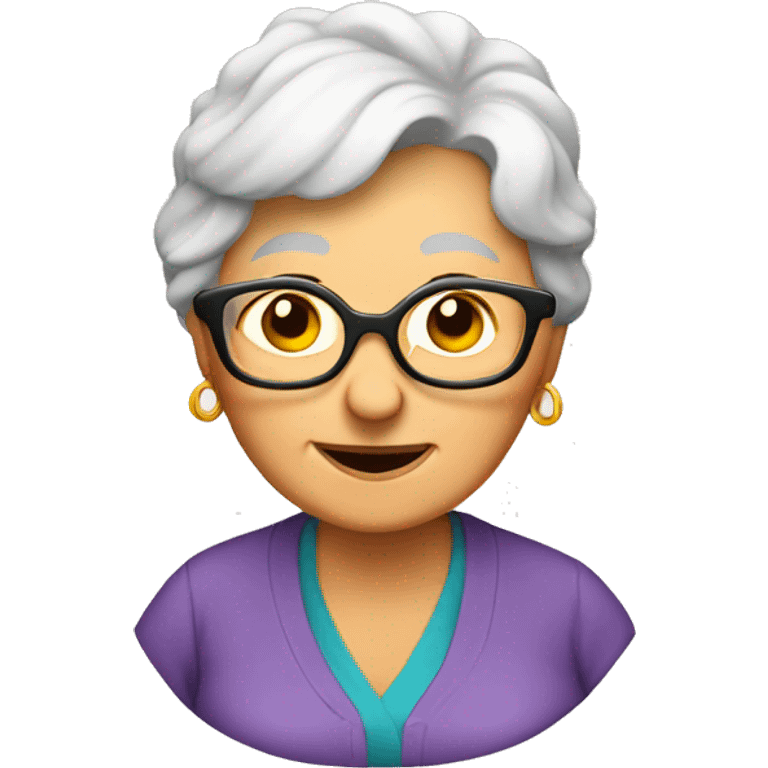 Grandma with a beer emoji