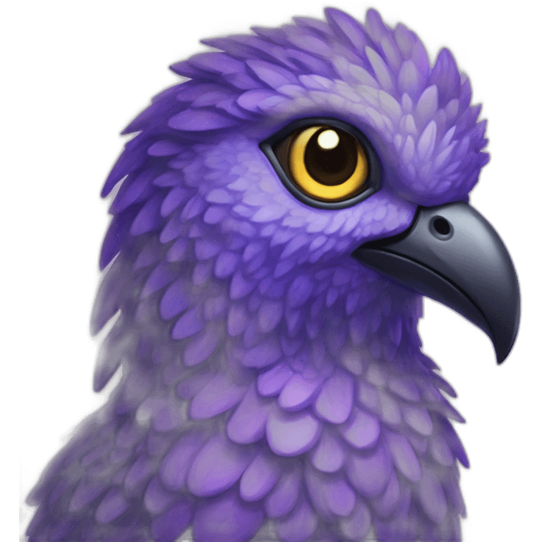 A beautiful and charming adult purple Simorgh, a bird of happiness, an eye-catching electric praxis emoji