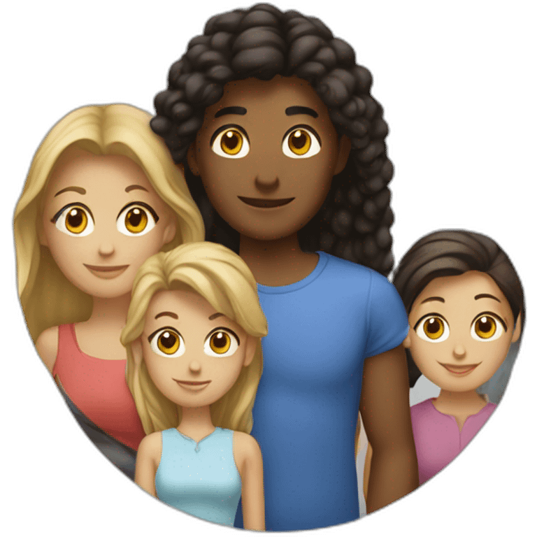 group of friends of one man and three women emoji