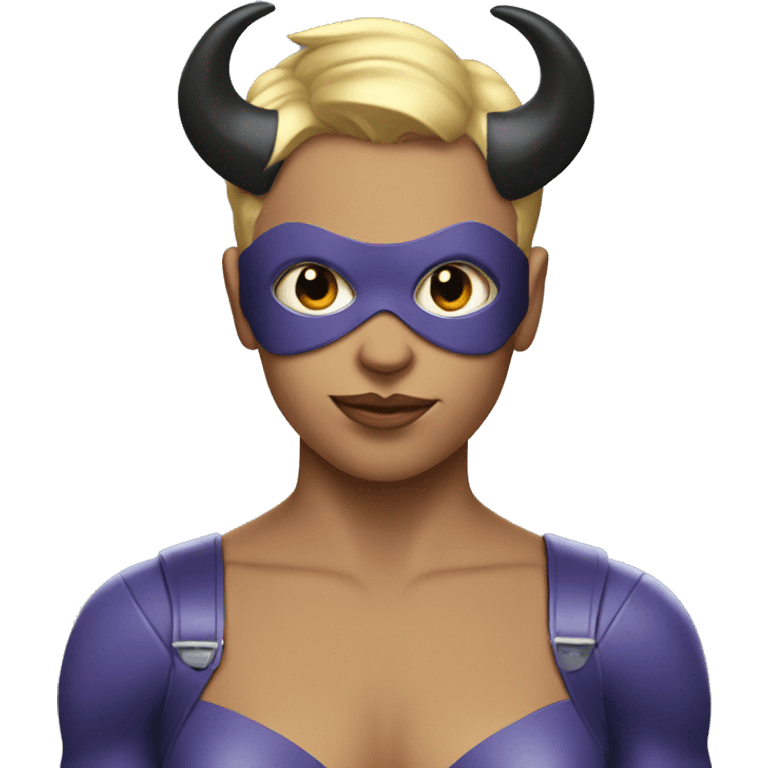 rainy day superhero in bodysuit with horns emoji