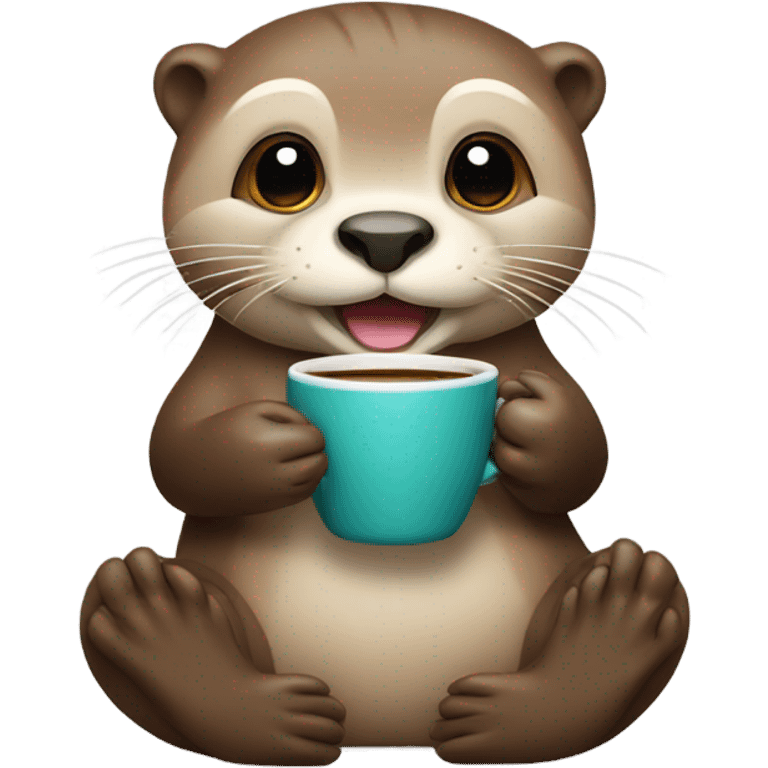 An otter enjoying a cup of coffee emoji