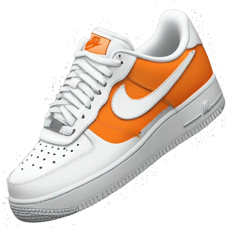 White Nike Airforce one trainers with an orange tick  emoji