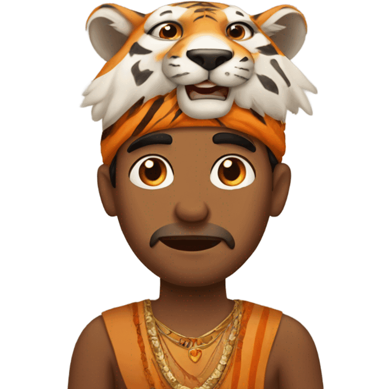 Indian man with tiger paw on head emoji