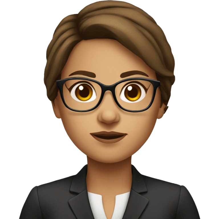 brown hair young female lawyer with glases  emoji