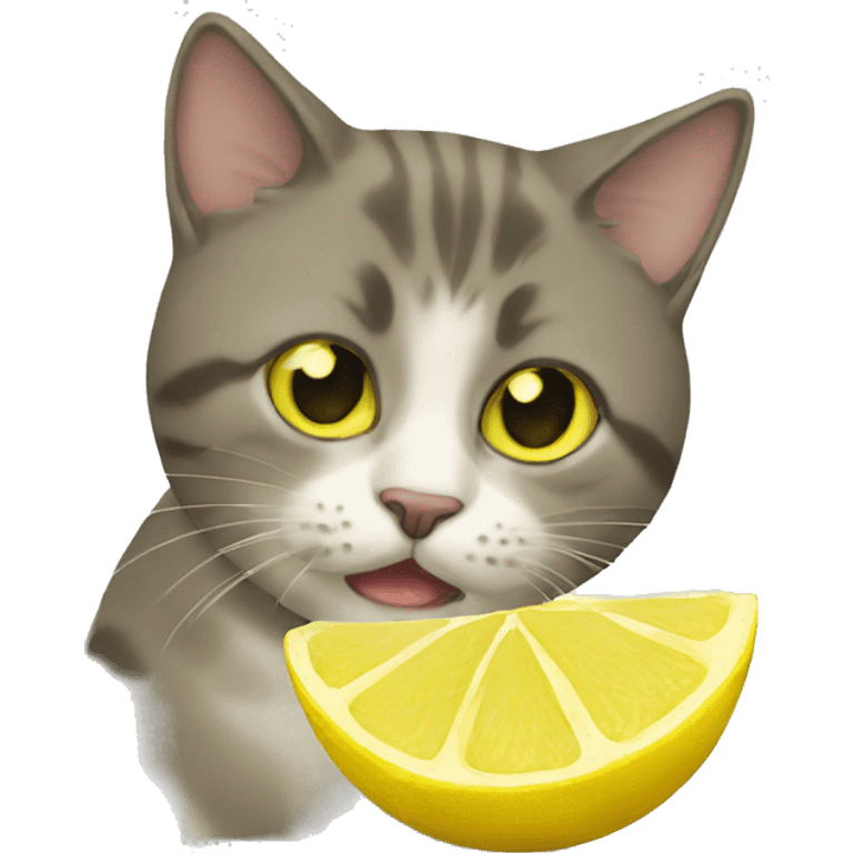 cat eating lemon emoji