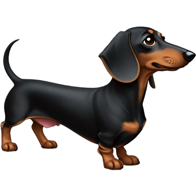 Dark short hairs dachshund  emoji