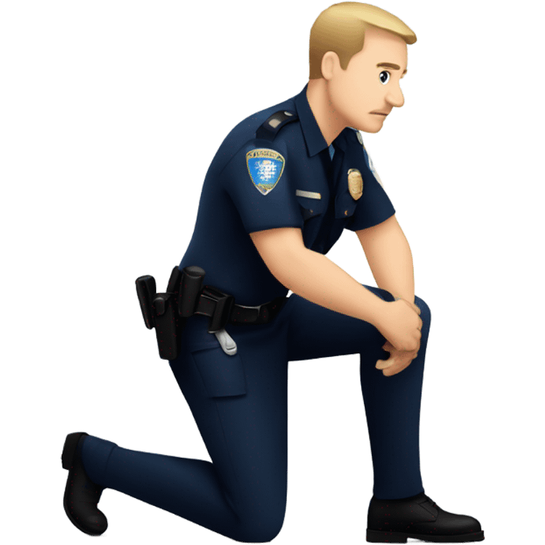 Caucasian Police officer takes a knee emoji