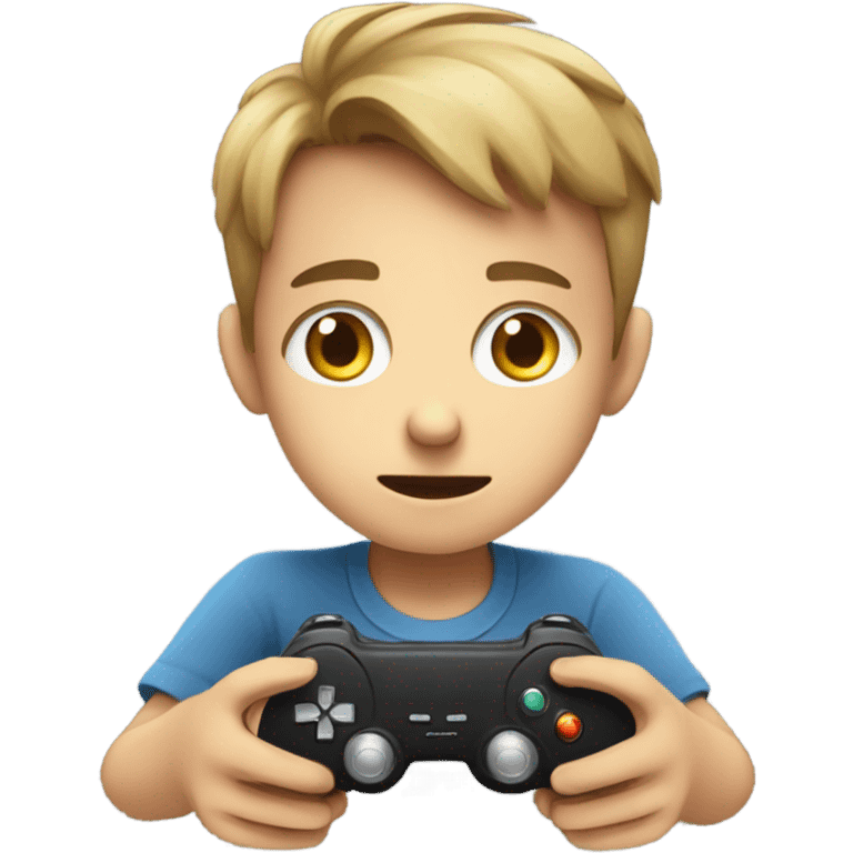 Boy playing video game emoji