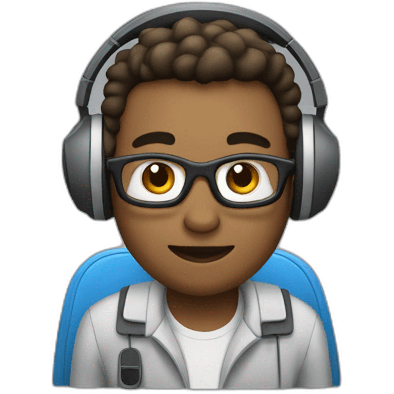 it employee with computer desck and headphones emoji