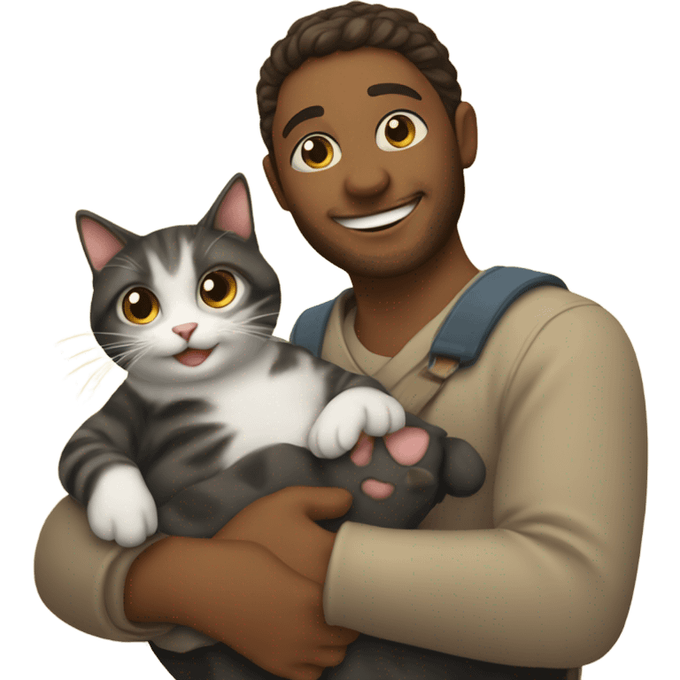 Person holding cat smiling emoji