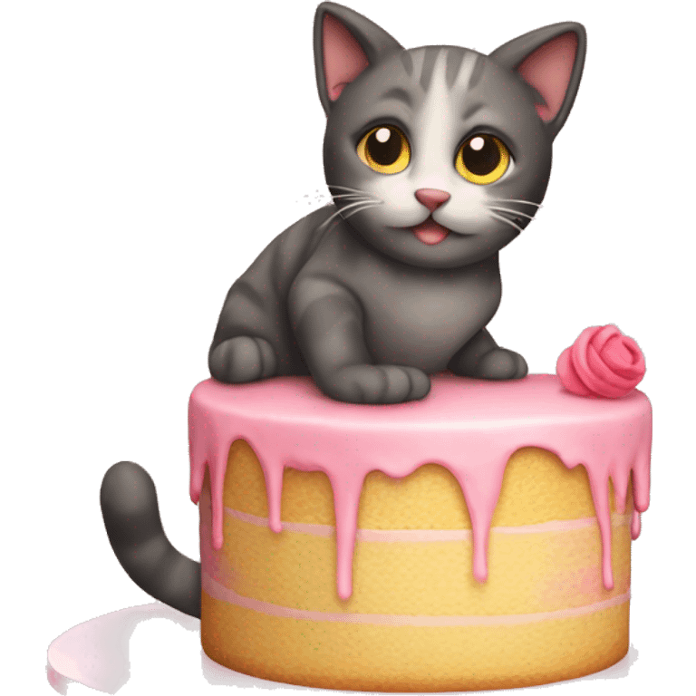 Cat sitting on cake emoji