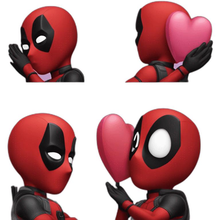 Deadpool with heart with his hands emoji