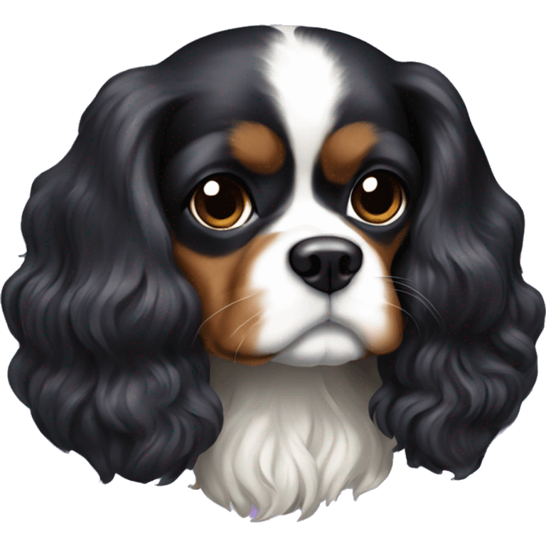 cavalier black and tan with a lavender bow emoji